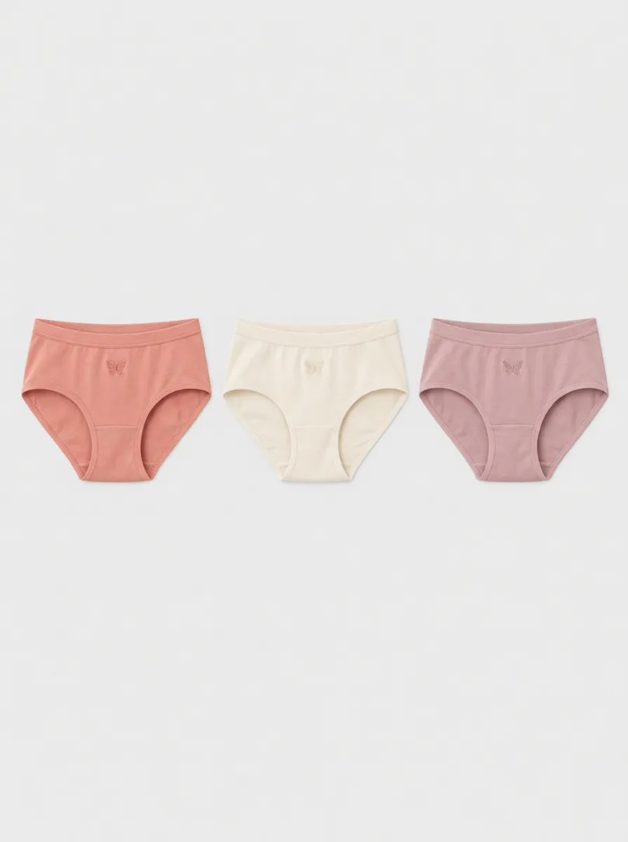 Women's Assorted Butterfly Embroidery Briefs 3-Pack