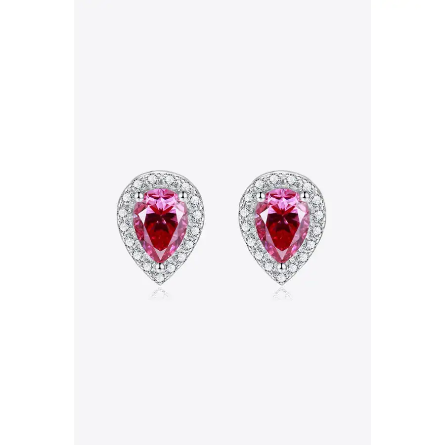 Moissanite Teardrop Stud Earrings in Rose