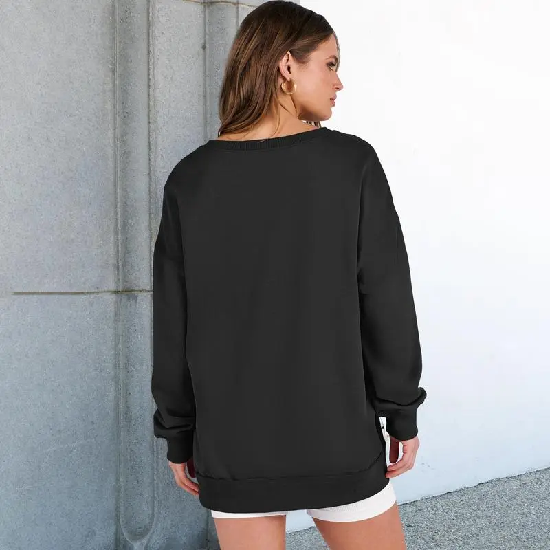 Women's Oversized Sweatshirt V Neck Long Sleeve Tunic Lightweight Pullover