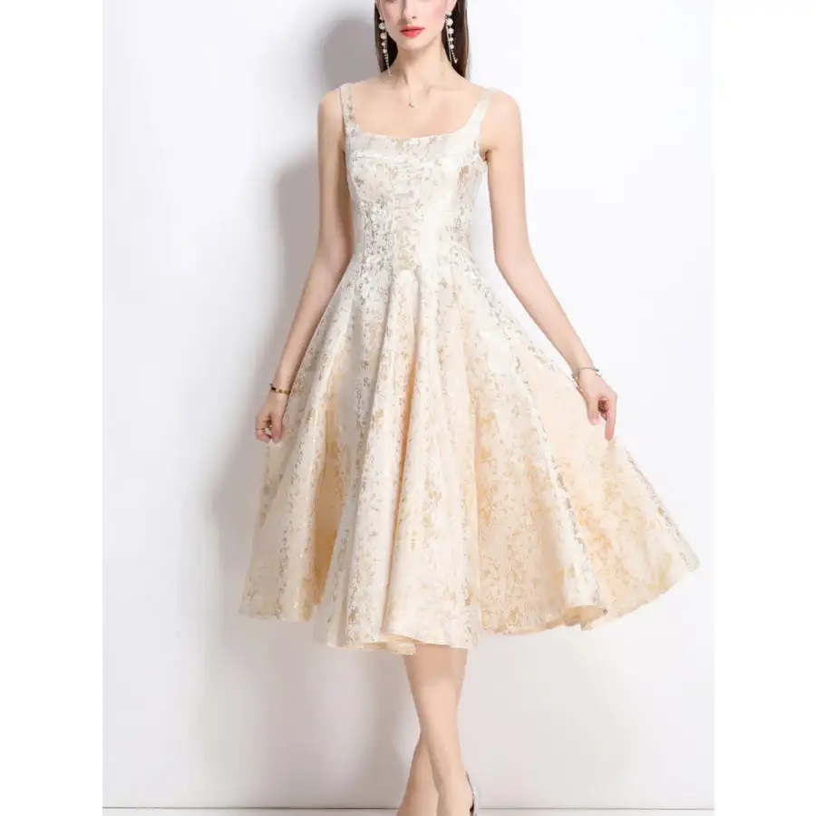 A-Line Sleeveless Midi Dress