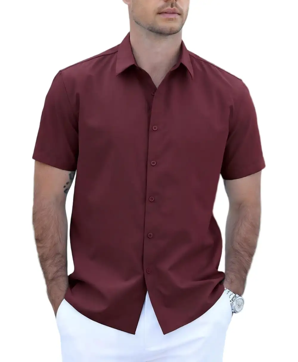 Casual Button Down Short Sleeve Dress Shirt