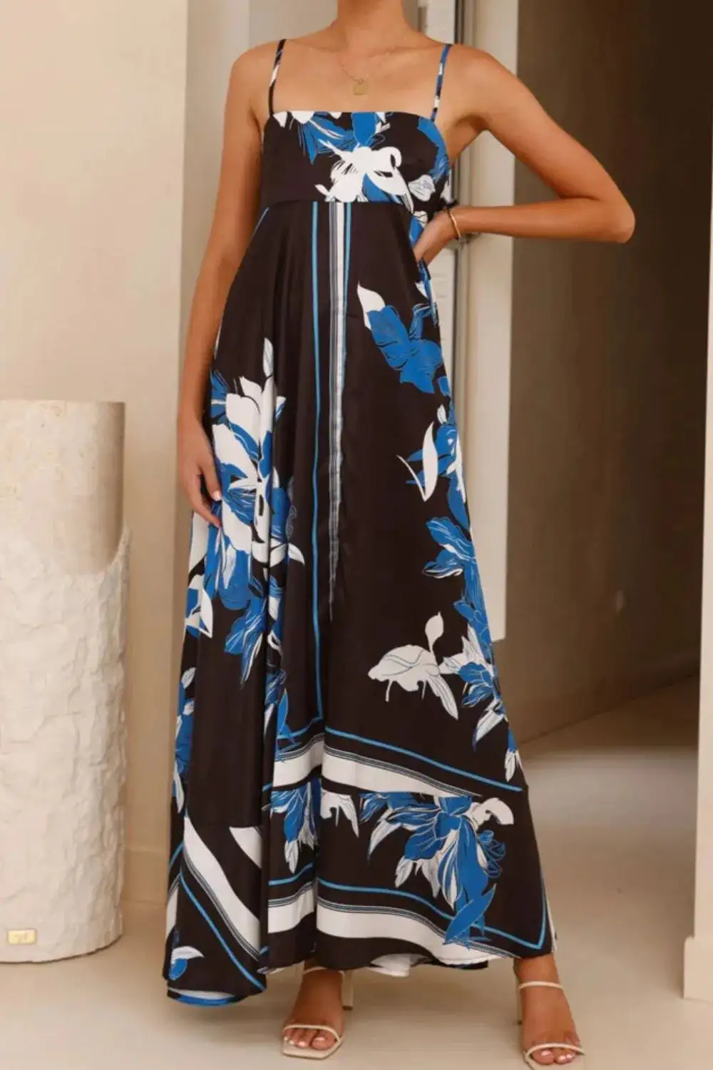 Printed Square Neck Maxi Dress