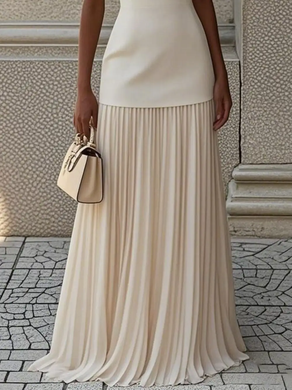 Pleated Sleeveless Maxi Dress