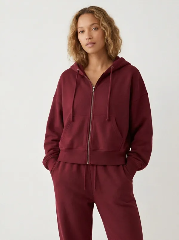 Women's Charcoal Relaxed Fit Zip-Up Hoodie Jacket & Jogger Set