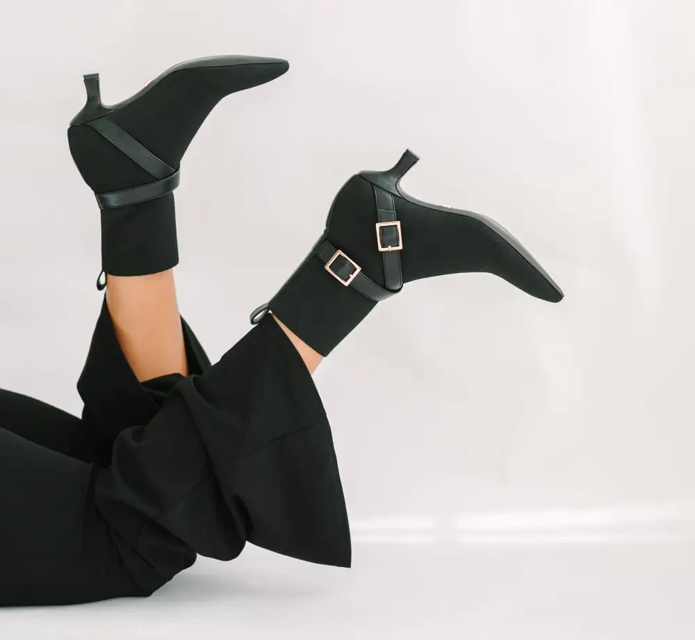 Refined Faux Leather Pointed Toe Kitten Heel Ankle Boots