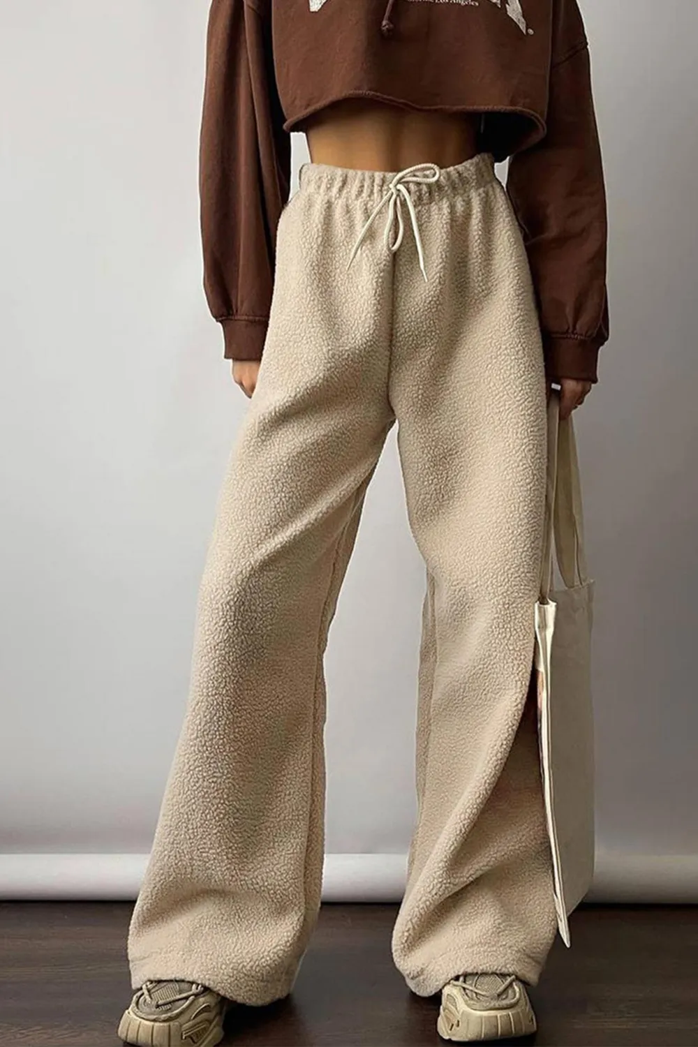 Plush Boucle Wide Leg Pants