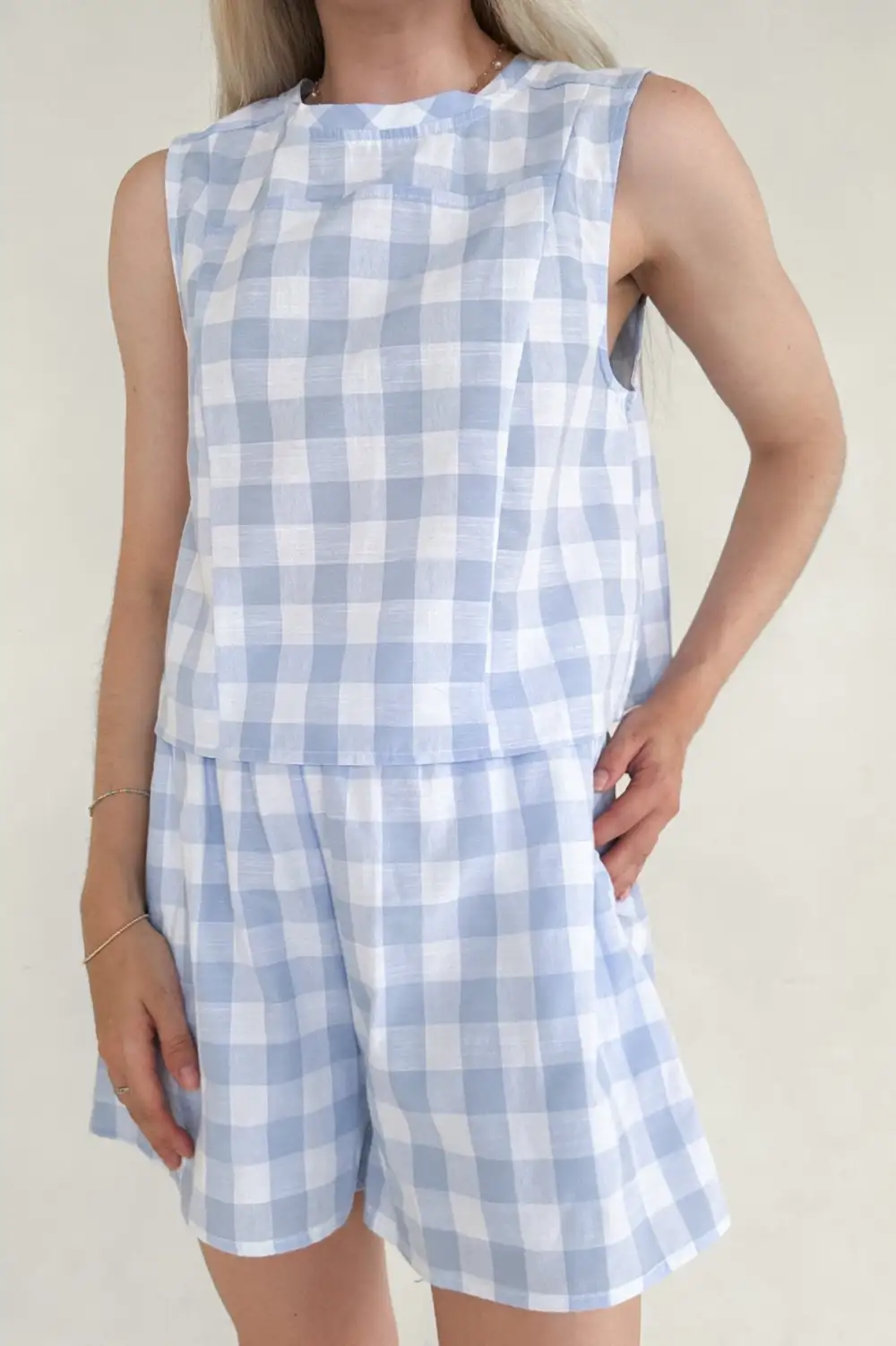 Minimal Gingham Checkered Top