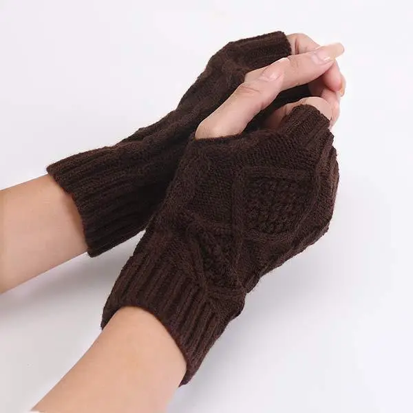 Knitted Wool Warm Half Finger Mitts 80899494C