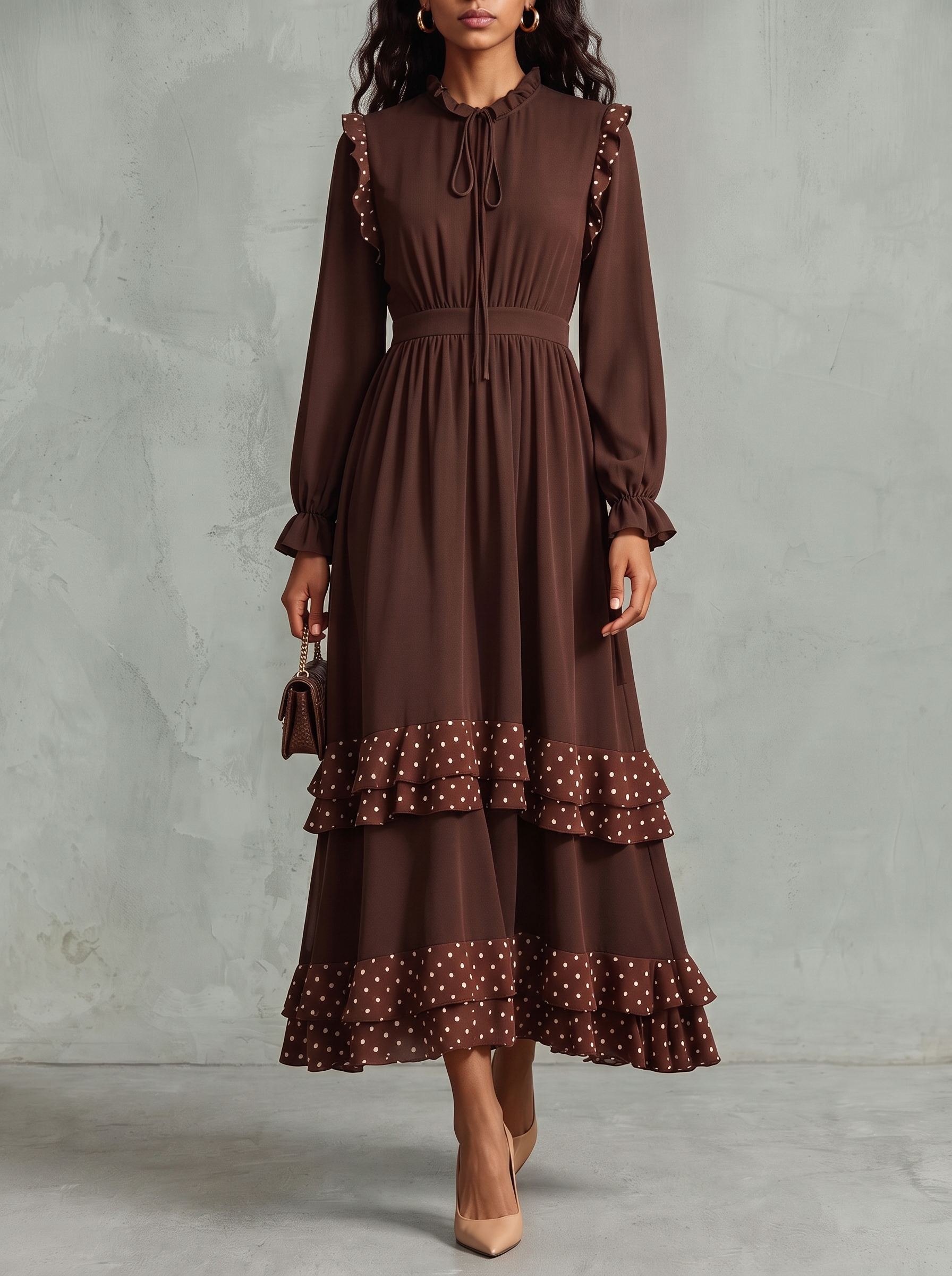 Ruffle Polka Dot Maxi Dress