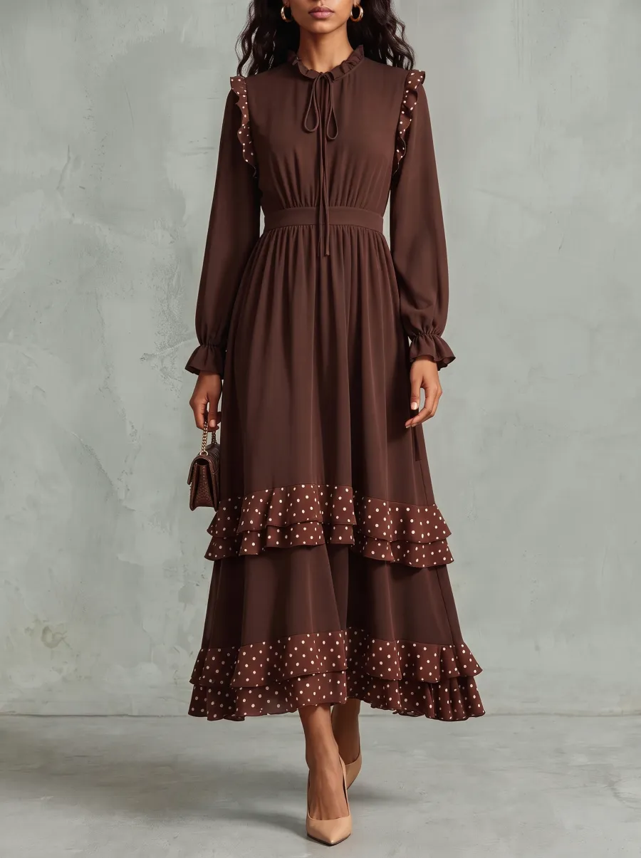 Ruffle Polka Dot Maxi Dress