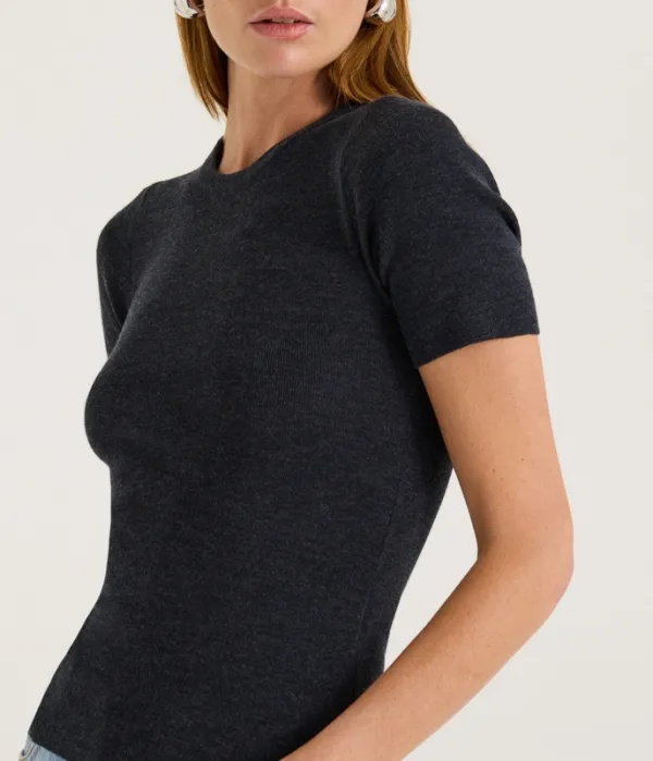 Charcoal Merino Crew Neck T-Shirt