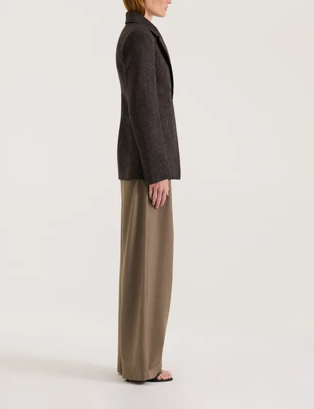 Graphite Tweed Double-Breasted Blazer