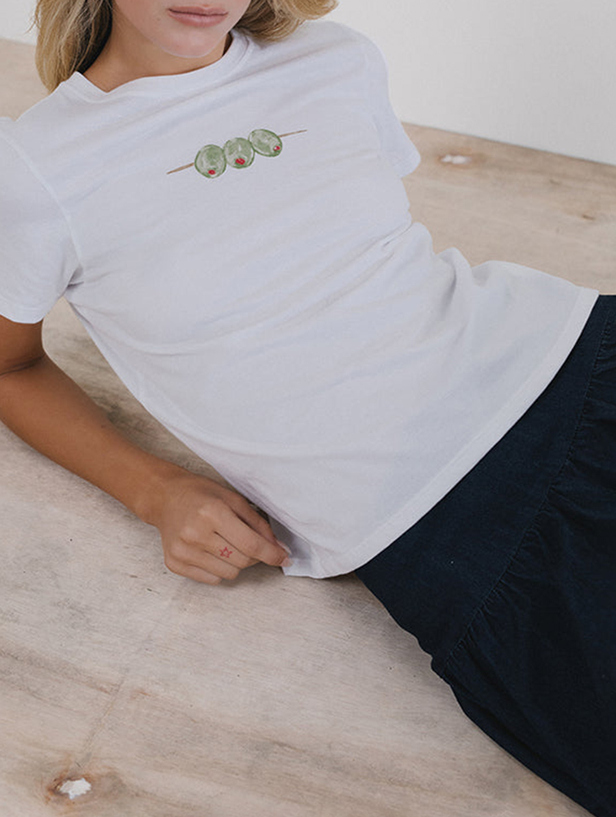White With Olives Graphic Tee