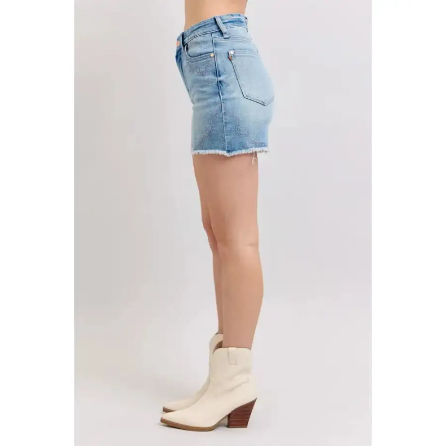 Raw Hem Cutoff High Waist Pocketed Shorts