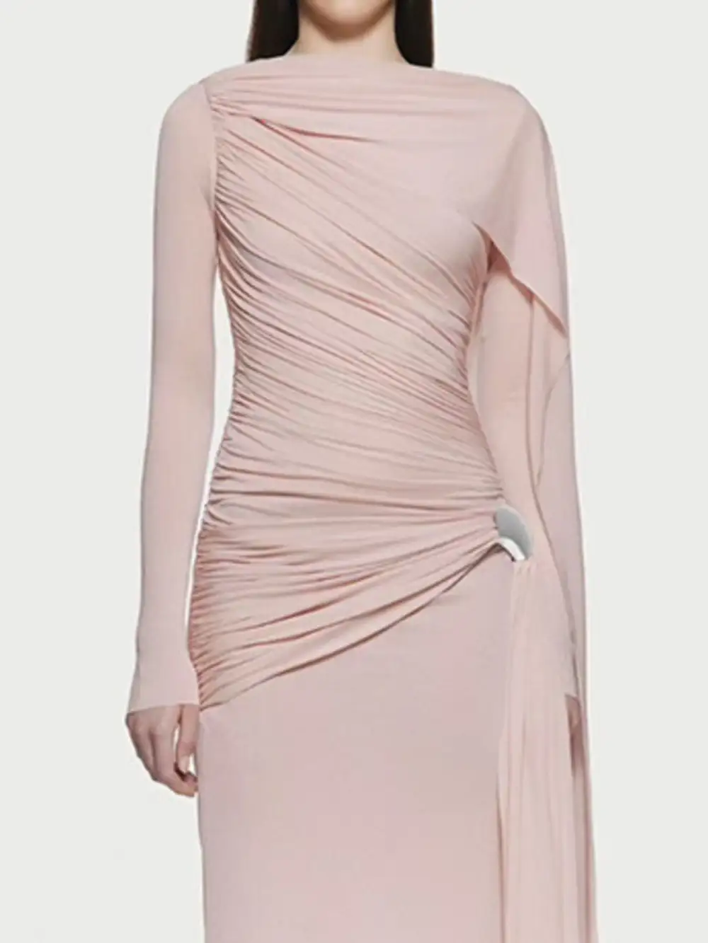 Clean Line Ruched Long Sleeve Maxi Dress