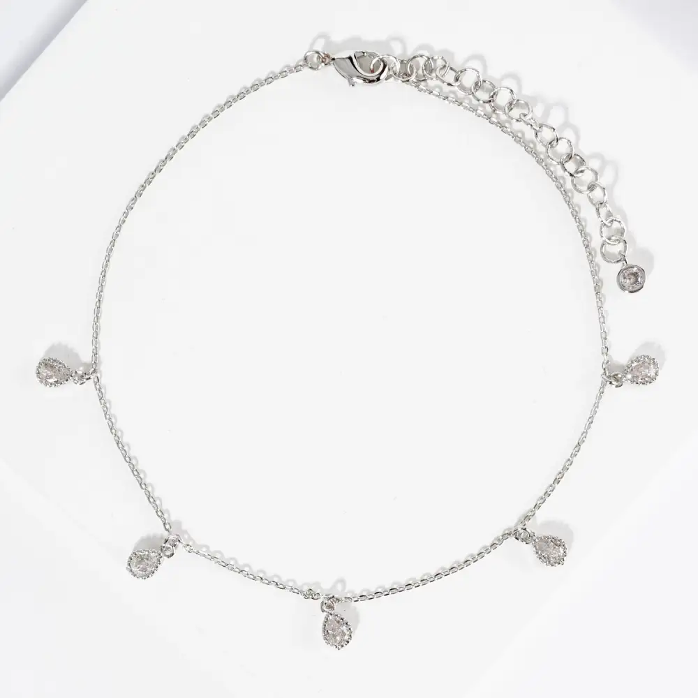 Minimal Crystal Accent Anklet