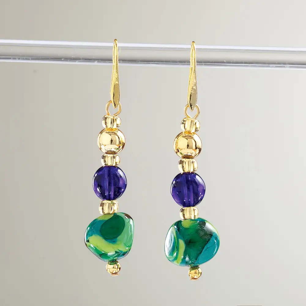 Refined Glass Beaded Drop Earrings