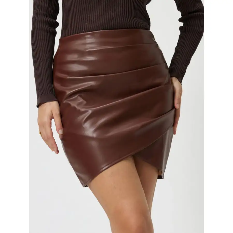Ruched Asymmetrical Hem Skirt