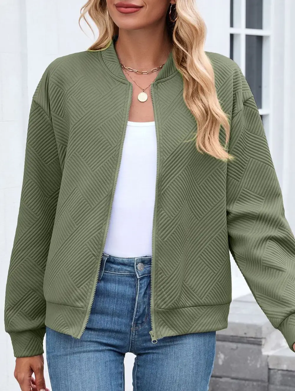 Crew Neck Zipper Loose Long Sleeve Sweatshirt