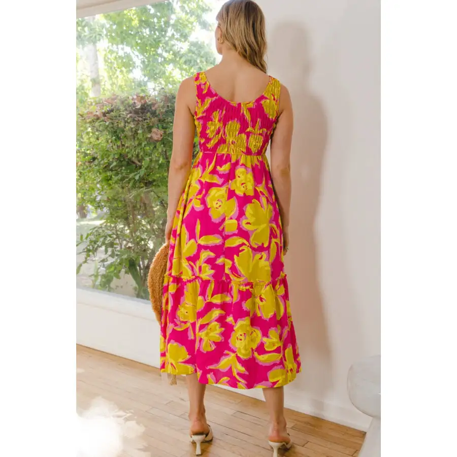 Full Size Smocked Ruffled Midi Dress