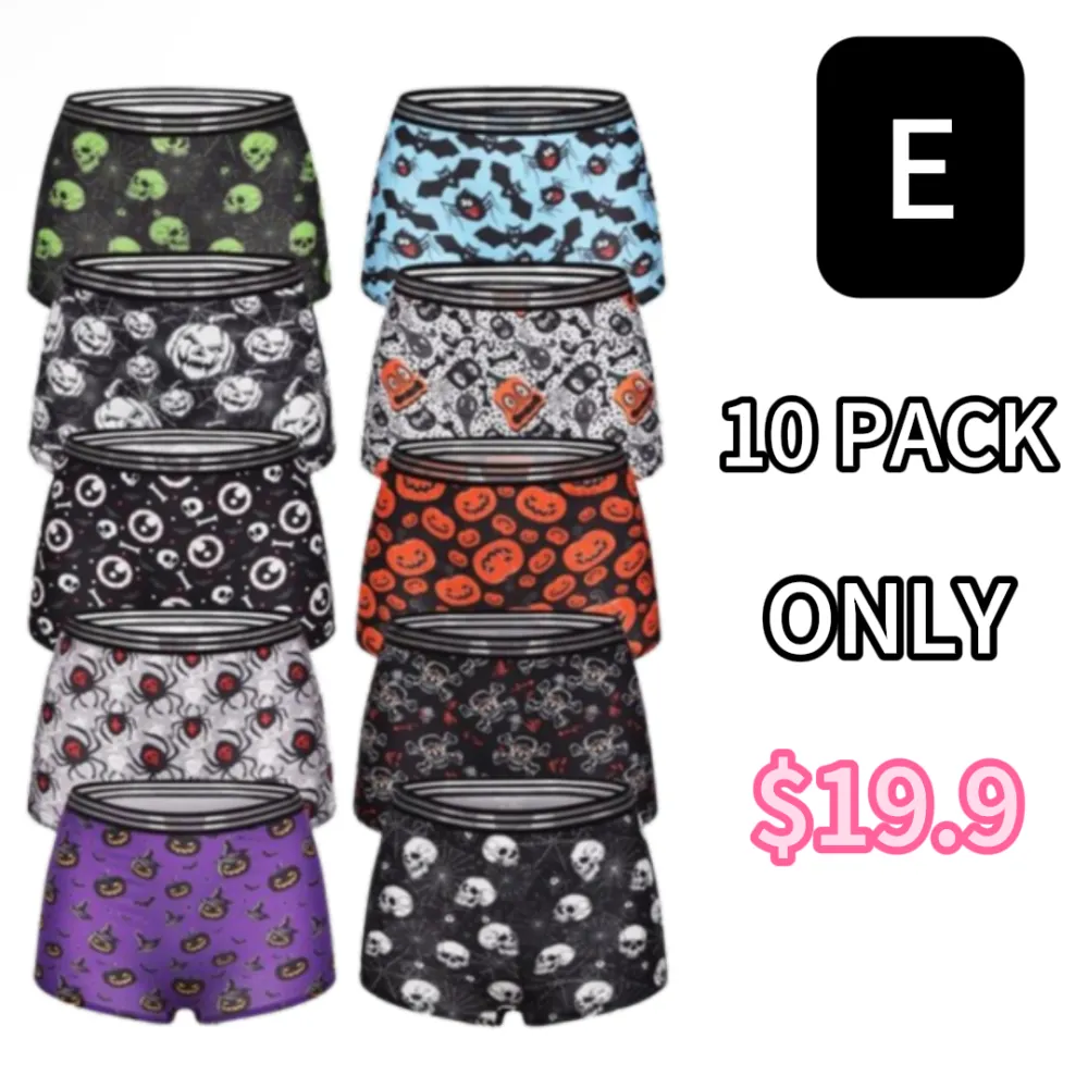 Women Cute Gothic Halloween Contrast Lace Hipster Panties, Contrast Binding Boyshorts