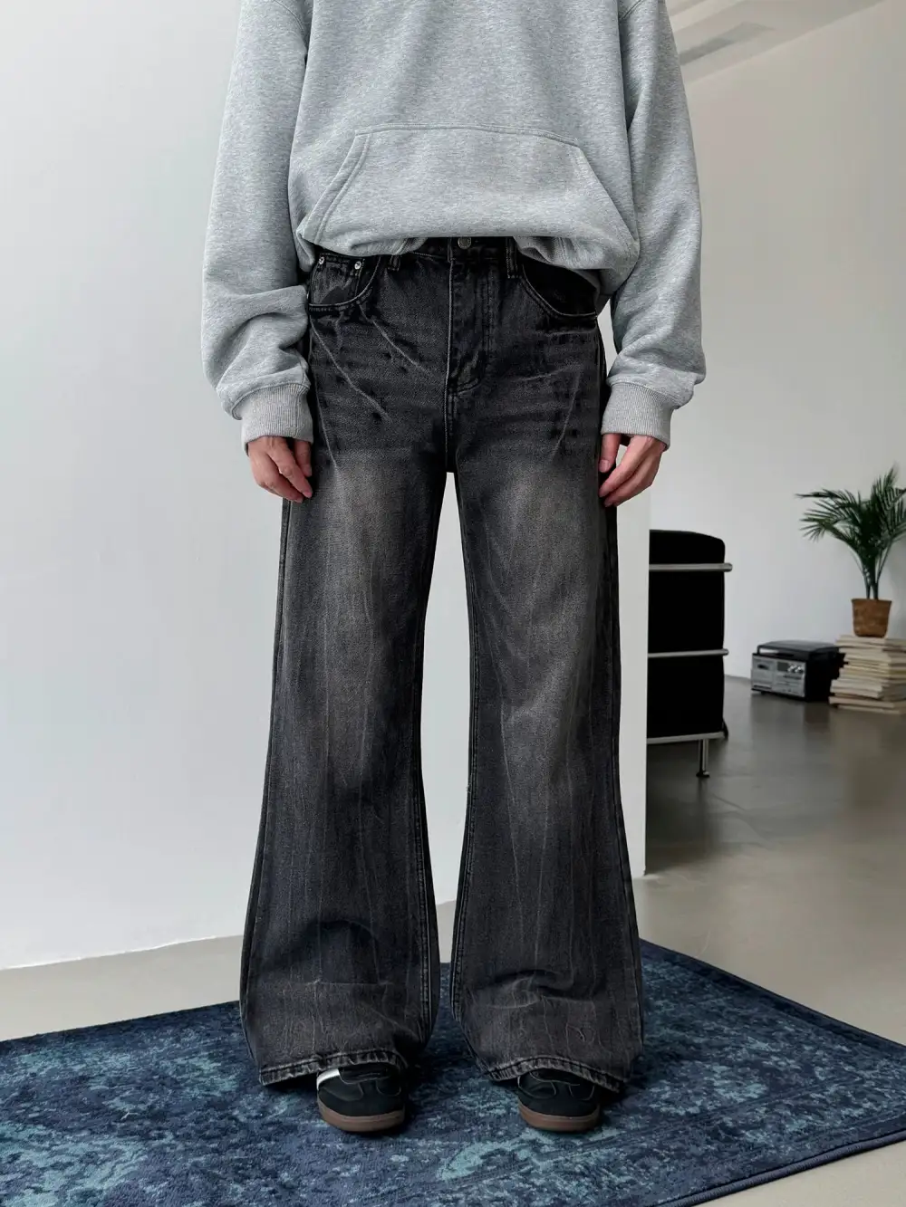 Washed Faded Flare Jeans