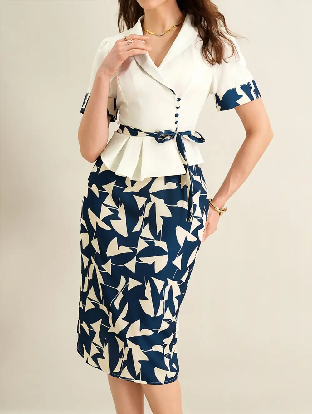 Abstract Print Skirt Set