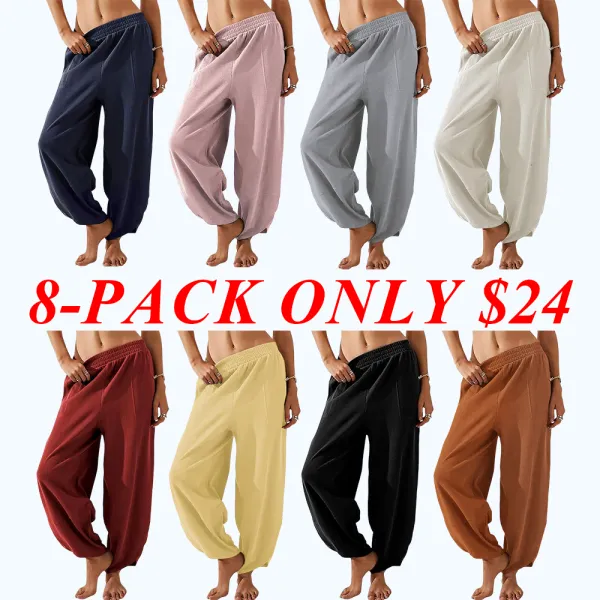 Women’s Harem Barrel Wide Leg Pants Elastic Waist Baggy Loose Fit Casual Jogger Sweatpants With Pockets Beach Street Coffee Teacher Outfits