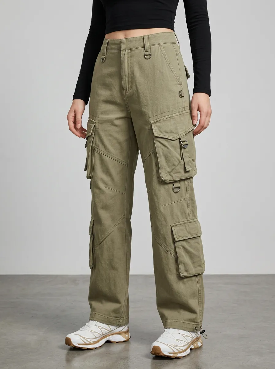 Core Utility Style Multi Pocket Finish Women's Multi Pocket Cargo Pants
