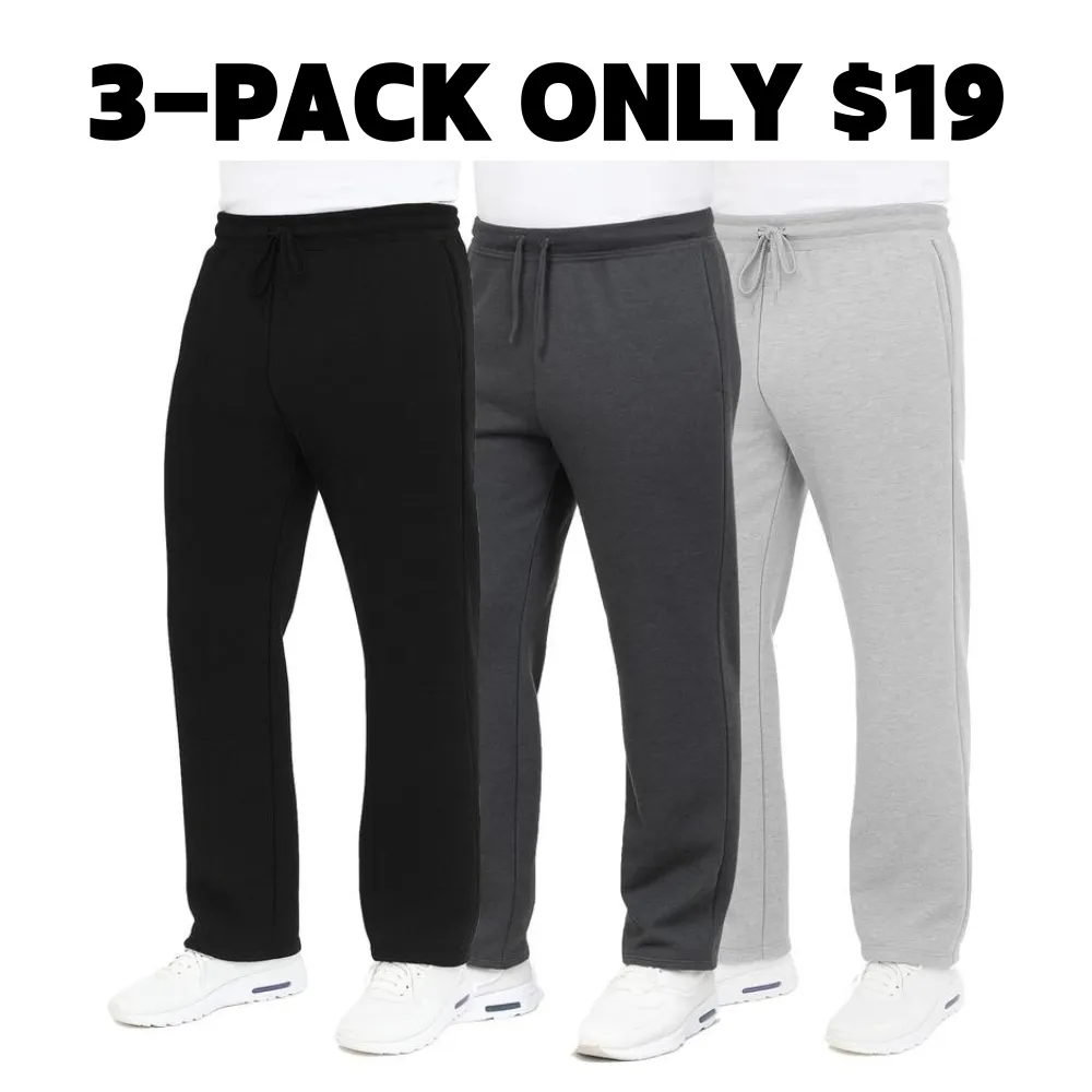 Men's Classic Heavyweight Fleece Sweatpants with Open Bottom