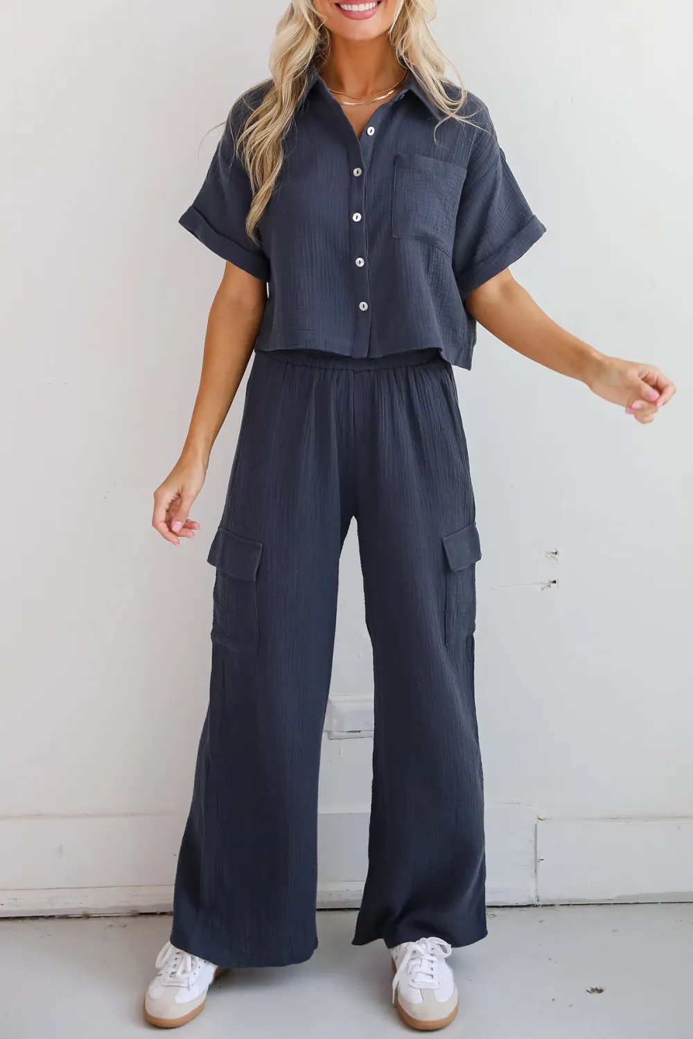 Perfect Charcoal Linen Cargo Pants