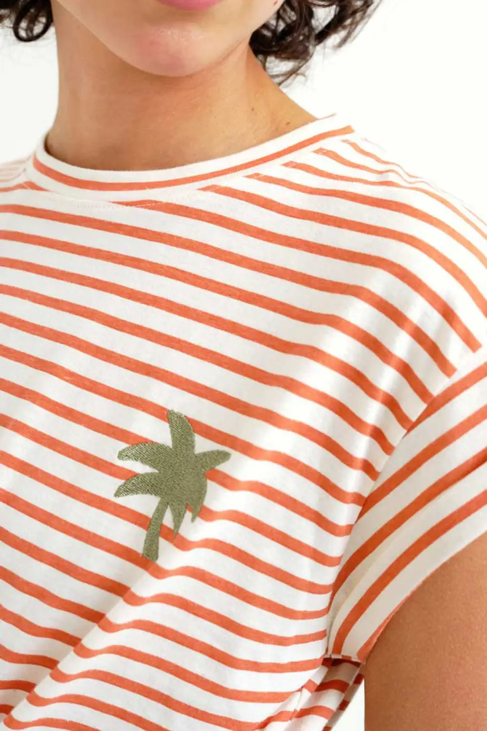 Striped Embroidered Relaxed Tee