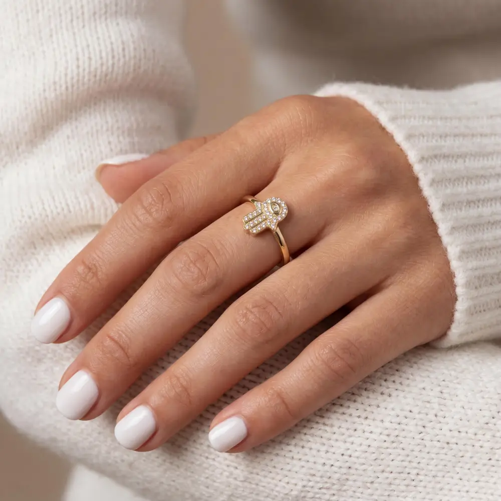 Hamsa Evil Eye Ring