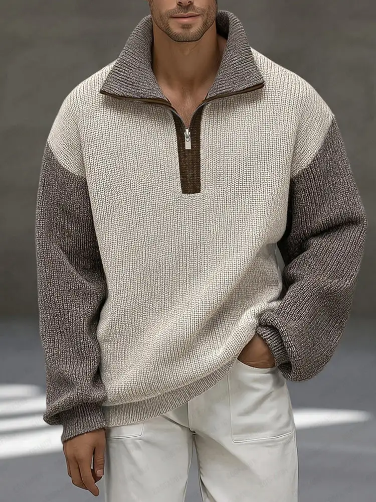 Unique Contrast Color Pullover Sweater Hoodie