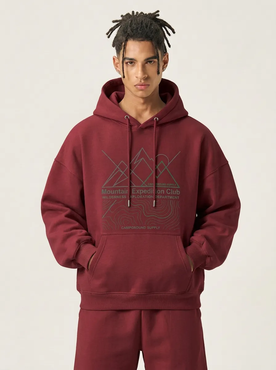 Men's Mountain Expedition Club Topographic Graphic Hoodie
