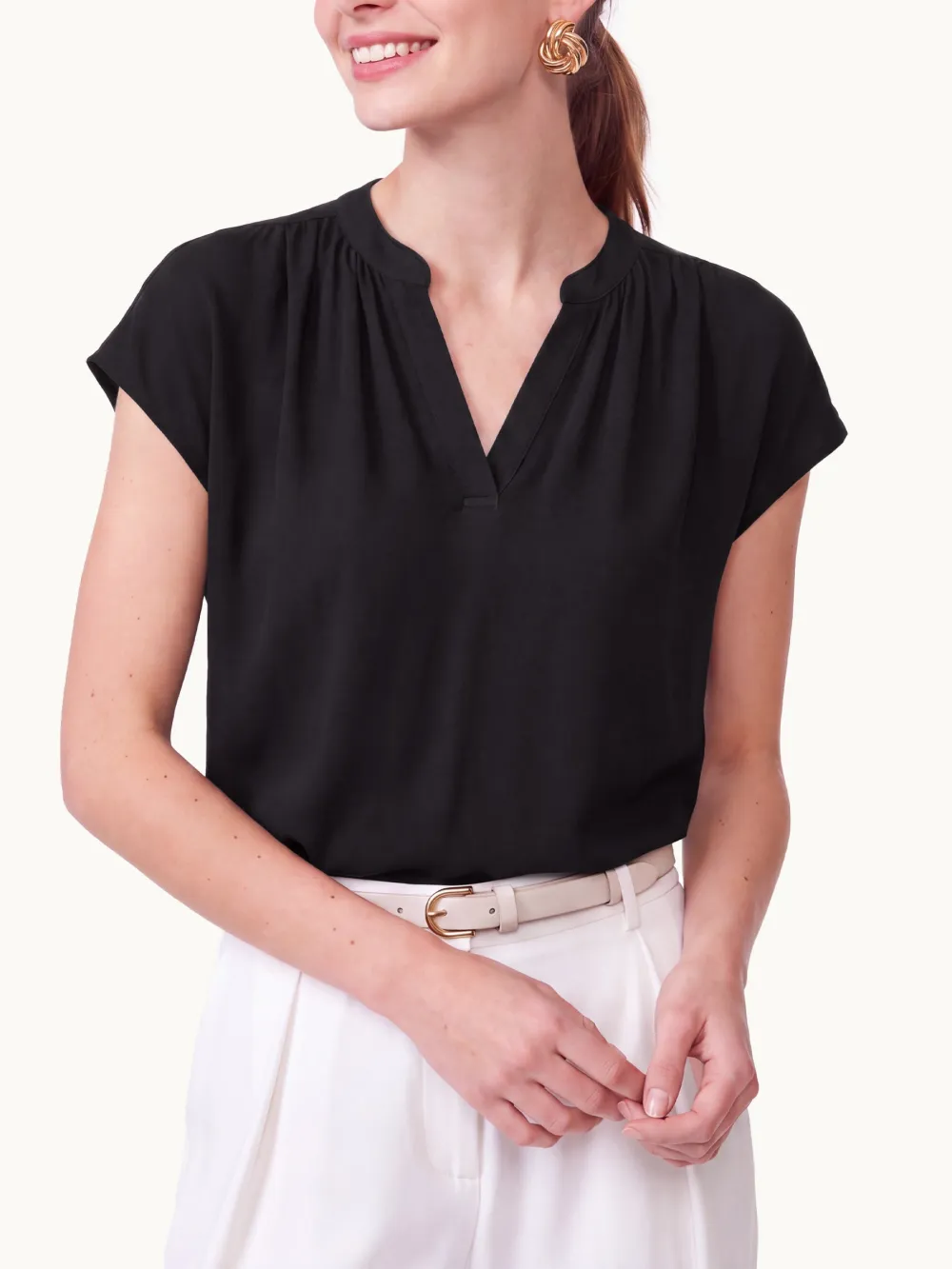 Collared V-Neck Top