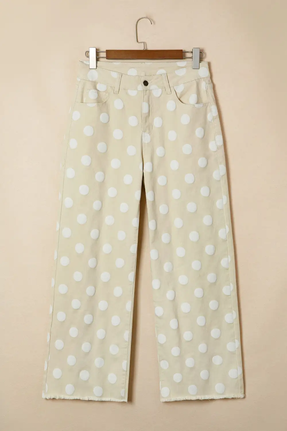 Raw Hem Print Polka Dot Shift Jeans