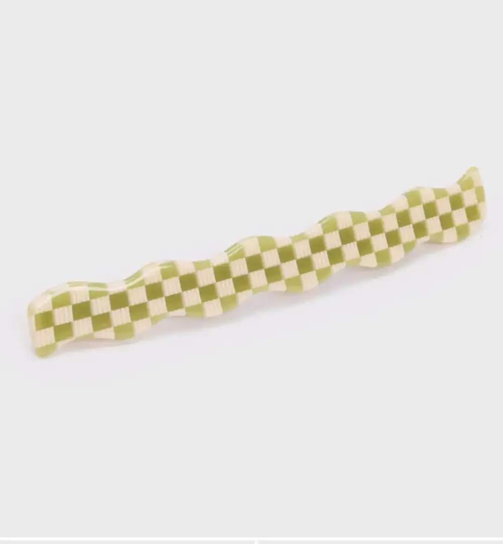 Skinny Wave Barrette in Check