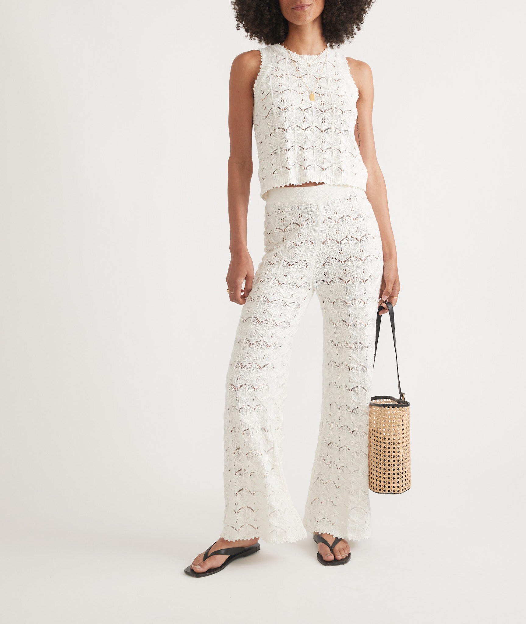 Knit Patterned Wide-Leg Pants