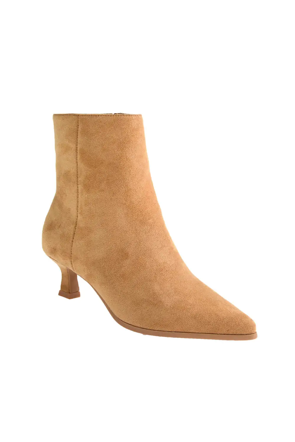 Suede Zip Entry Pointed Toe Ankle Bootie