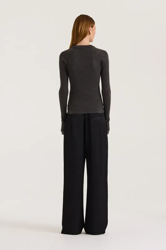 Graphite V-Neck Thumbhole Knit Top