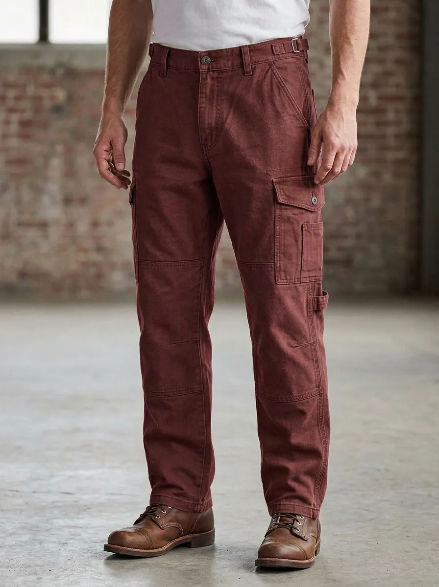 Men's Khaki Utility Multi-Pocket Cargo Pants