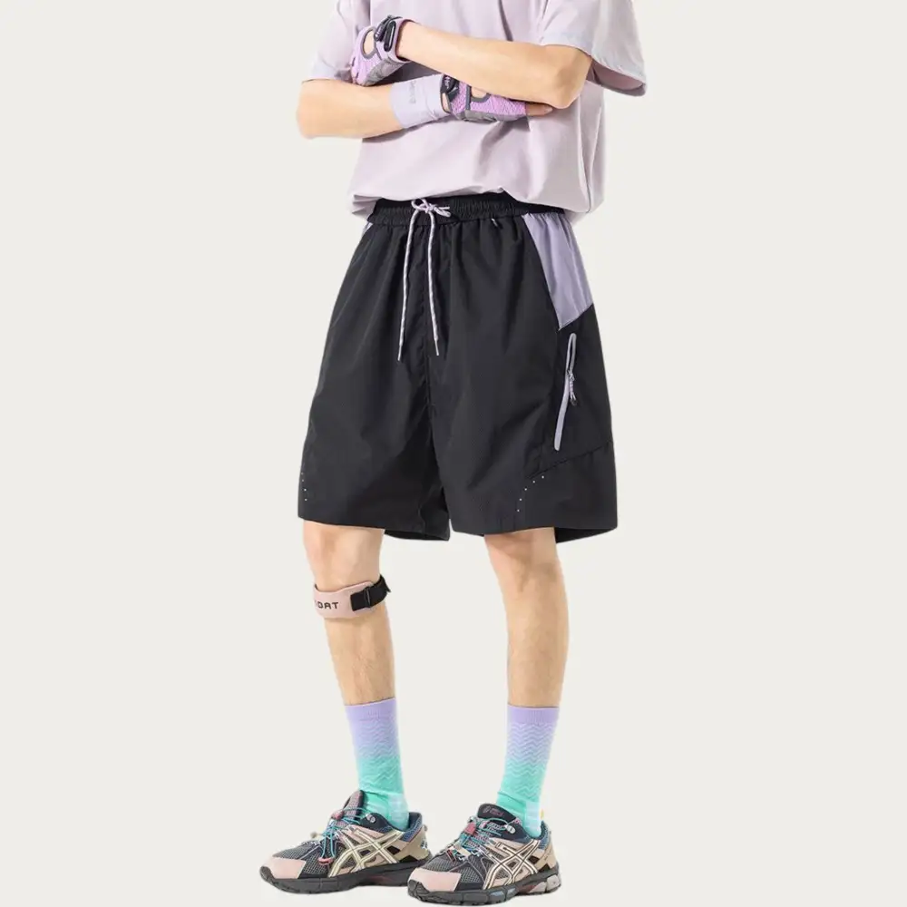 Drawstring Pocketed Lightweight Colorblock Men's Athletic Shorts