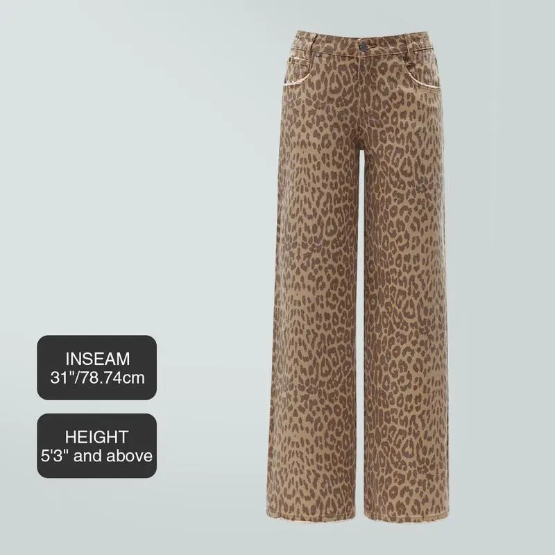 Mid-low Rise Baggy Jeans Stretchy Wide Leg for Women Distressed Pants