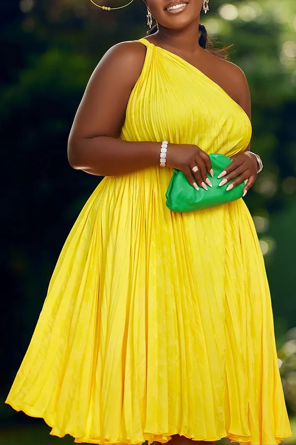 Girly Lace-Up Pleated Midi Dress