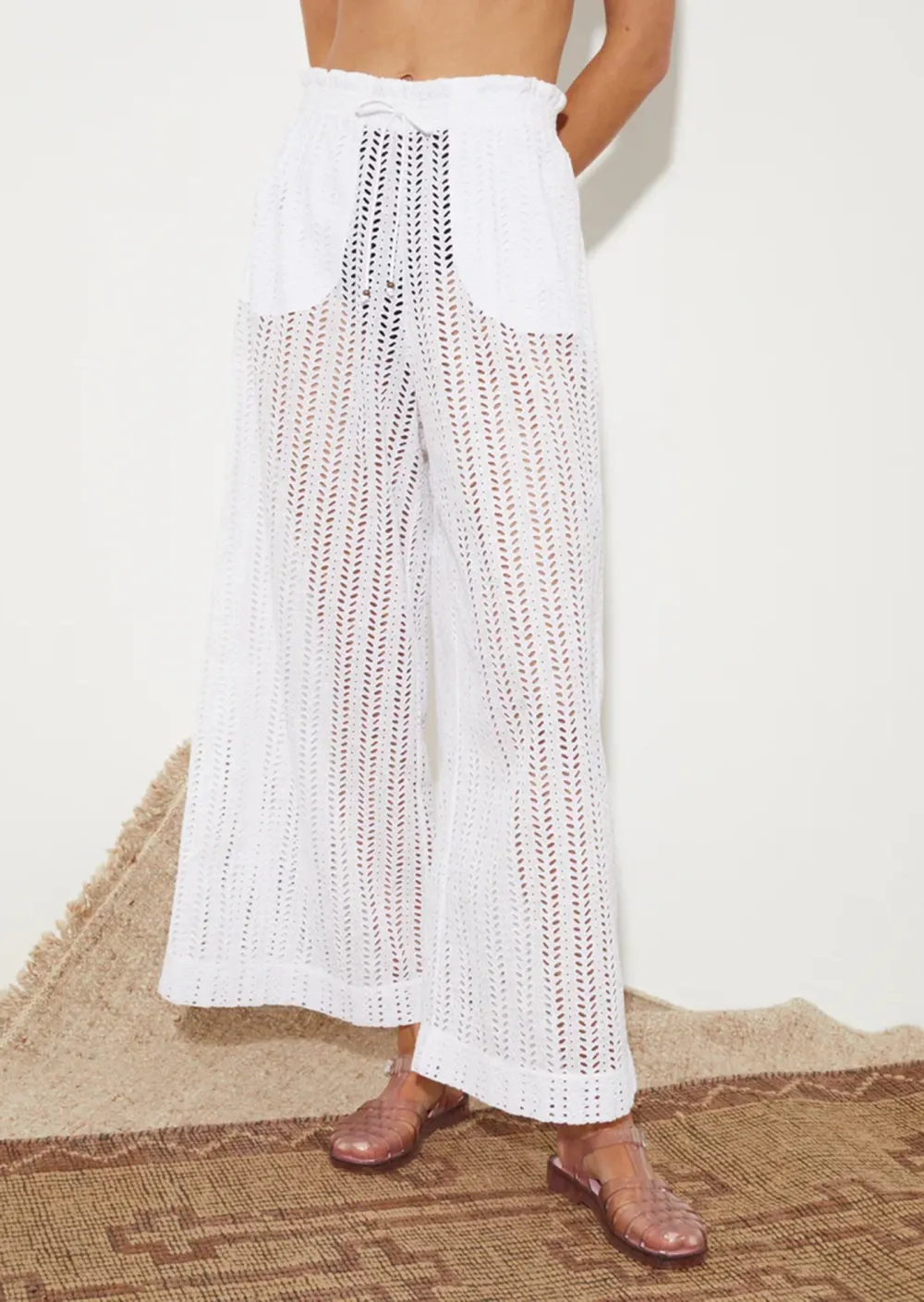 EYELET LOOSE FIT PANTS