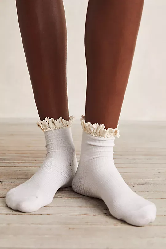 Waffle Knit Ankle Socks Purple