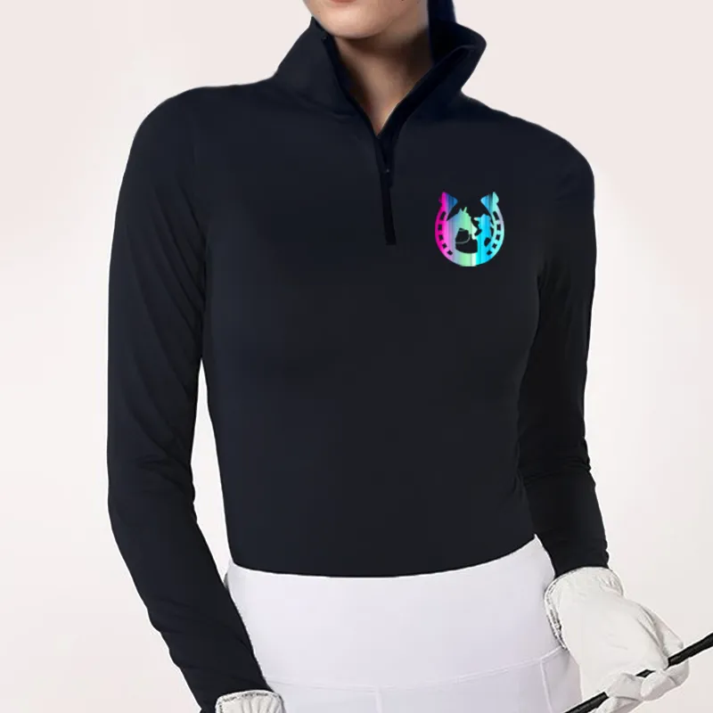 Women's Riding Style Horse Print Long Sleeve Casual Shirt