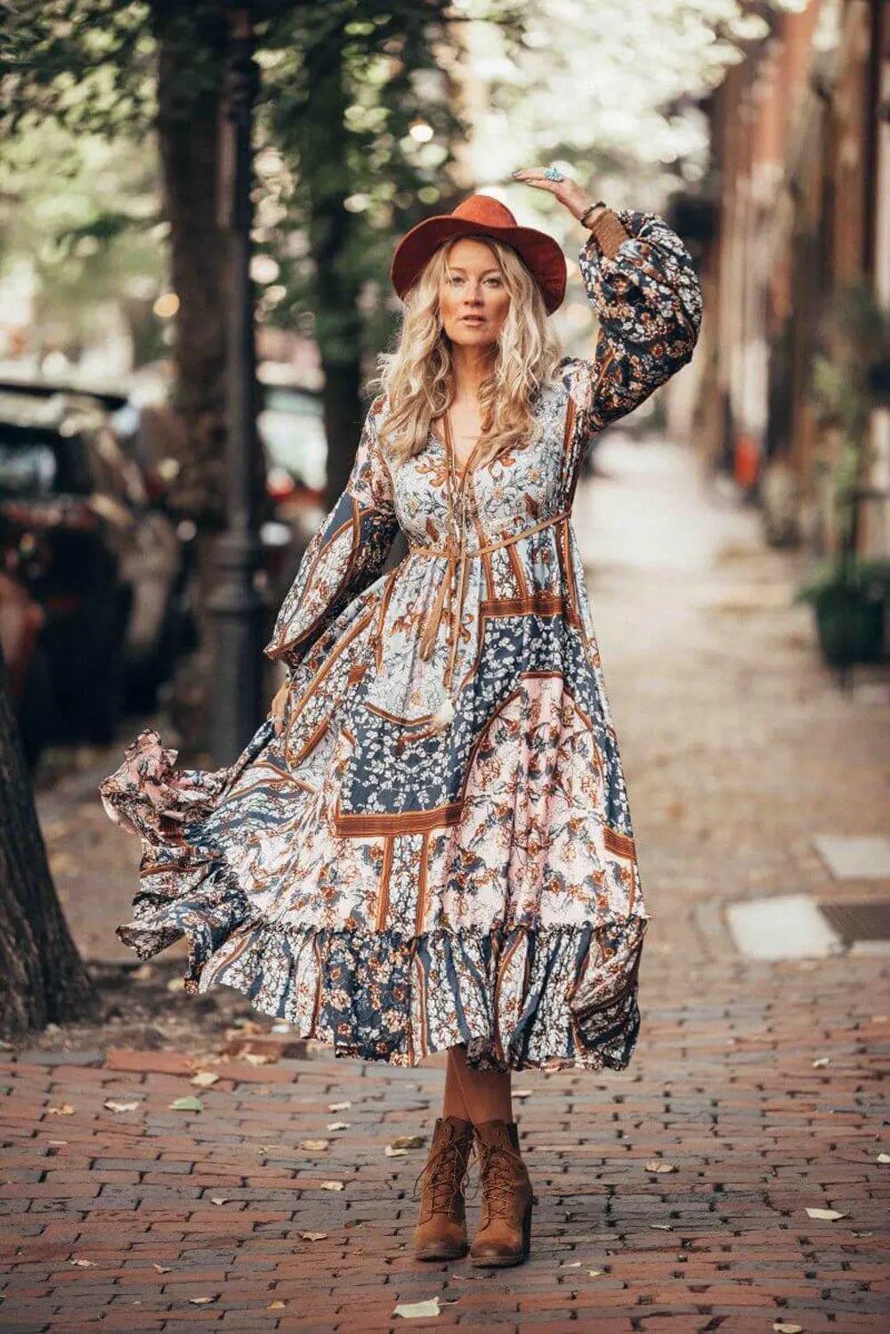 Autumnish Long Sleeve Irregular Retro Dress