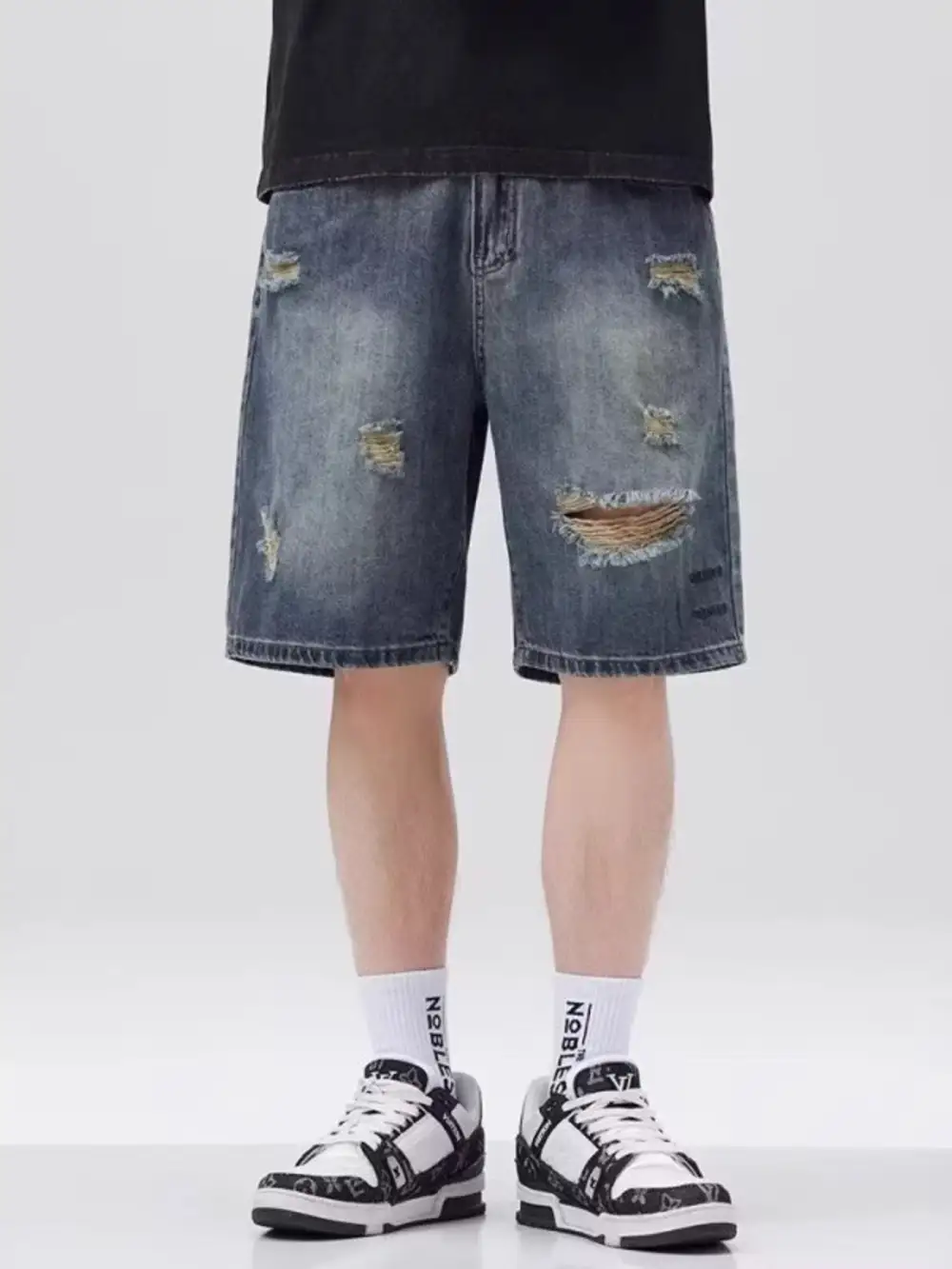 Men's Plus Size Distressed Denim Shorts